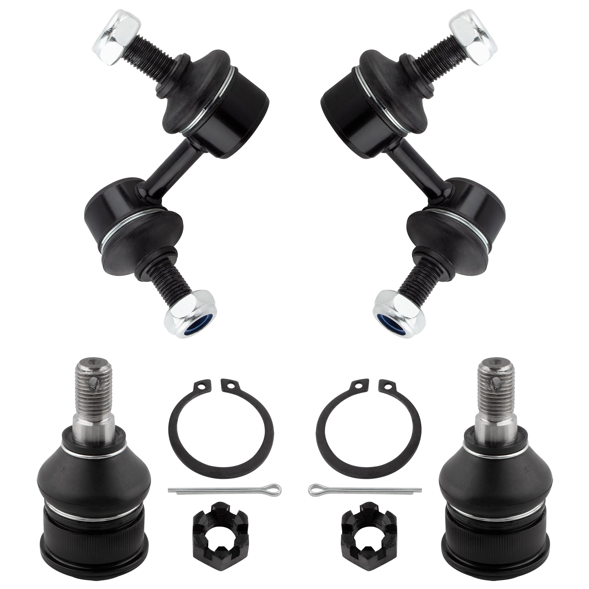 BOXI (Set of 4) 2x Front Stabilizer Sway Bar End Link + 2x Front Lower Ball Joints Fit for Honda