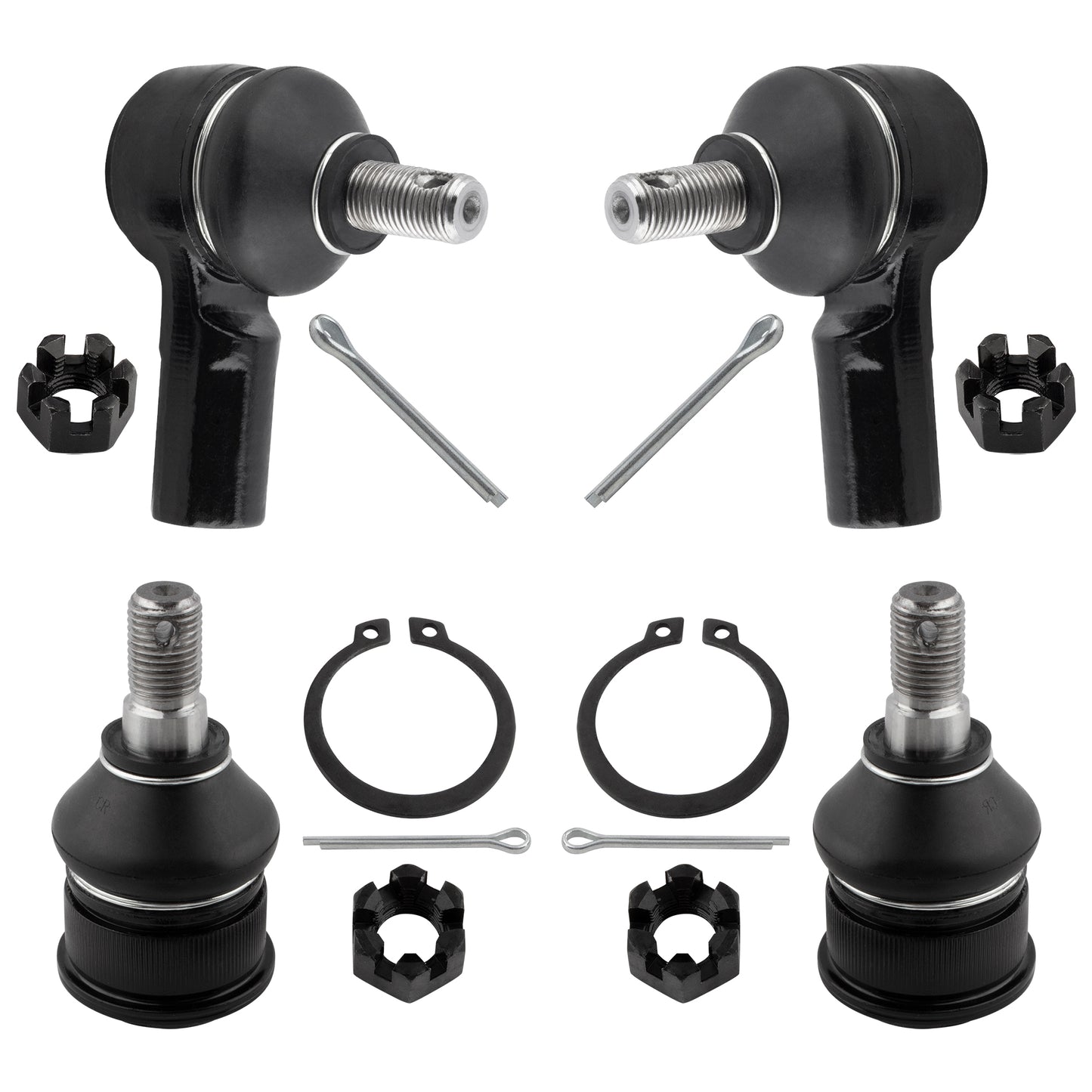 BOXI (2) Lower Ball Joints + (2) Outer Tie Rod Links Fit for Honda Element 2003 2004 2005 2006 2007