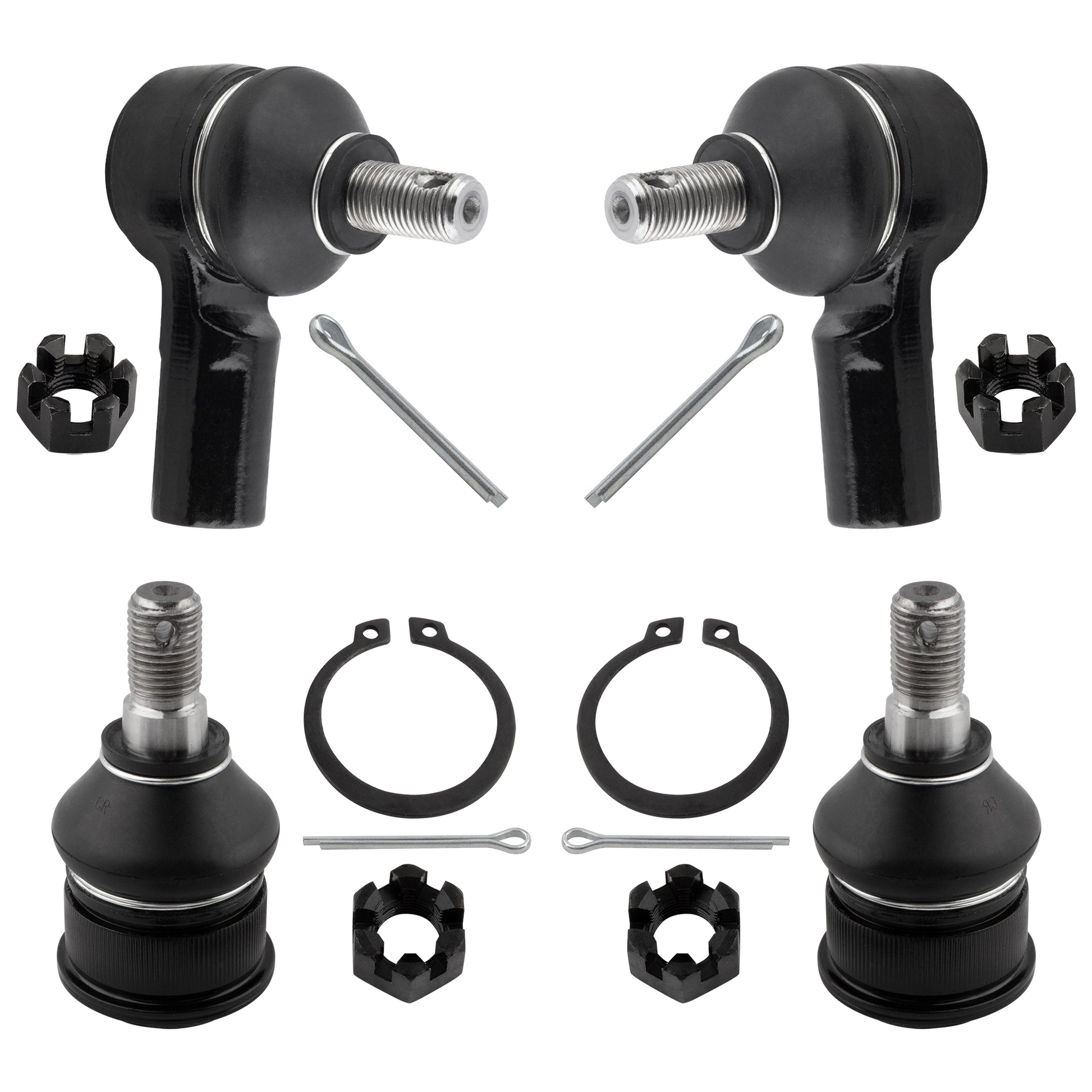 BOXI (2) Lower Ball Joints + (2) Outer Tie Rod Links Fit for Honda Element 2003 2004 2005 2006 2007