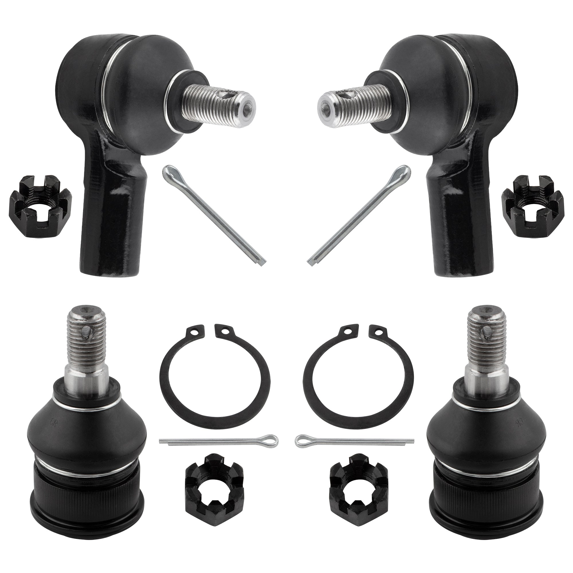 BOXI (2) Lower Ball Joints + (2) Outer Tie Rod Links Fit for Honda Element 2003 2004 2005 2006 2007
