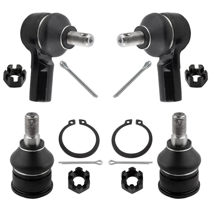 BOXI (2) Lower Ball Joints + (2) Outer Tie Rod Links Fit for Honda Element 2003 2004 2005 2006 2007