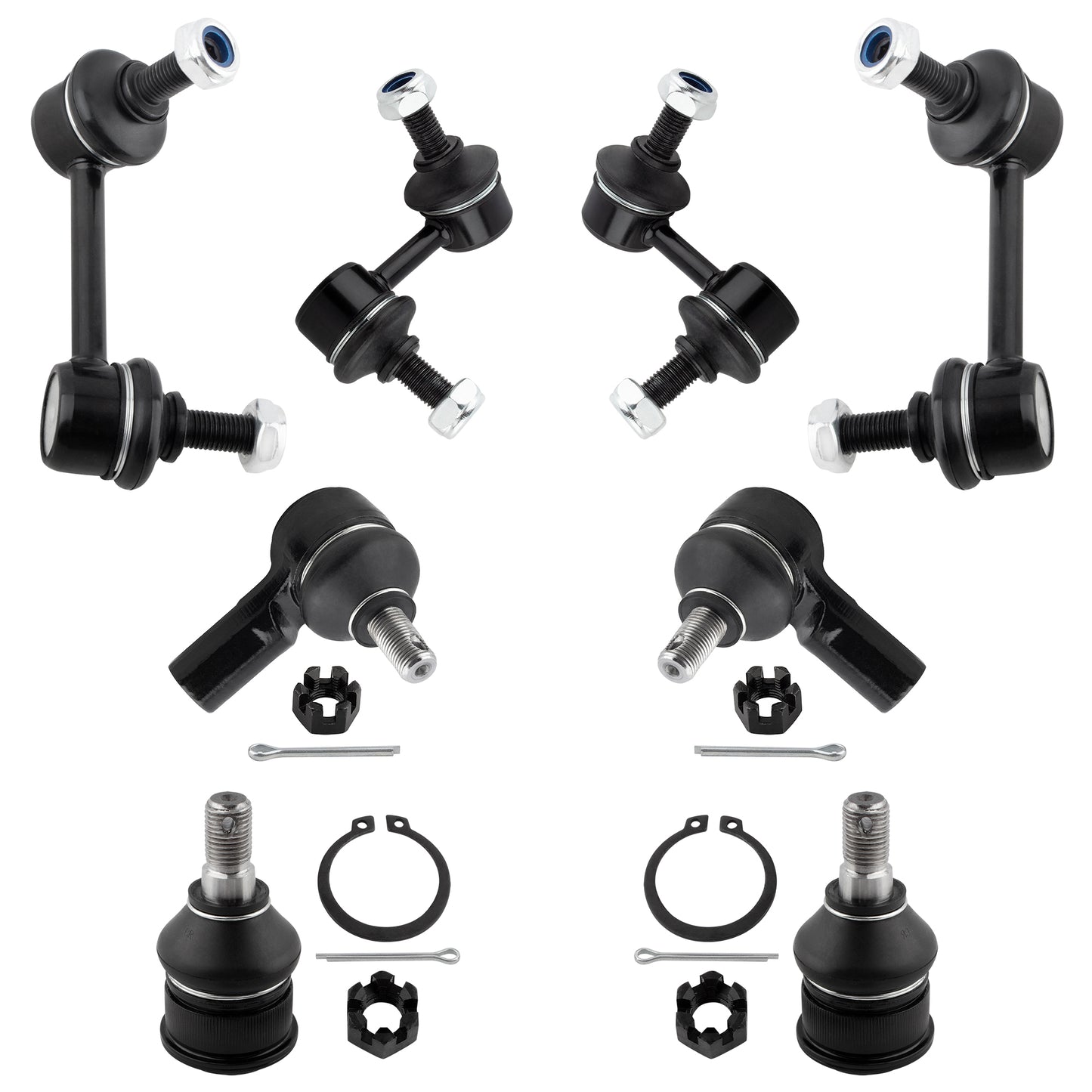 BOXI (Set of 8) Front Rear Sway Bar End Links Front Lower Ball Joints Outer Tie Rods Fit for Honda
