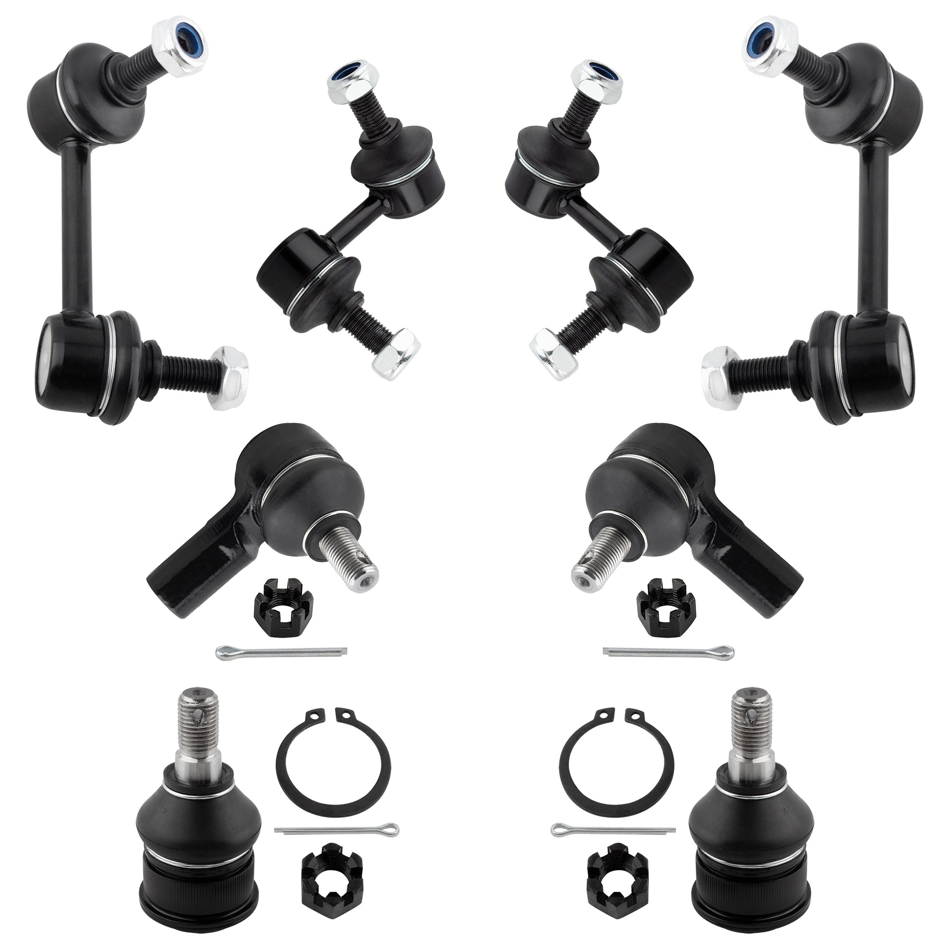 BOXI (Set of 8) Front Rear Sway Bar End Links Front Lower Ball Joints Outer Tie Rods Fit for Honda