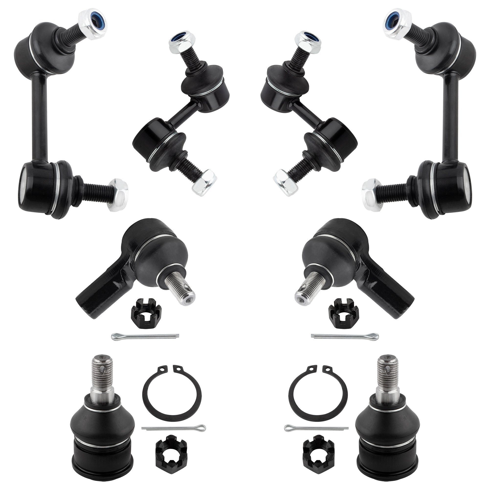 BOXI (Set of 8) Front Rear Sway Bar End Links Front Lower Ball Joints Outer Tie Rods Fit for Honda