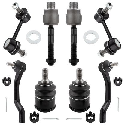BOXI (Set of 8) Front Sway Bar End Links + Lower Ball Joints + Inner & Outer Tie Rod Ends Fit