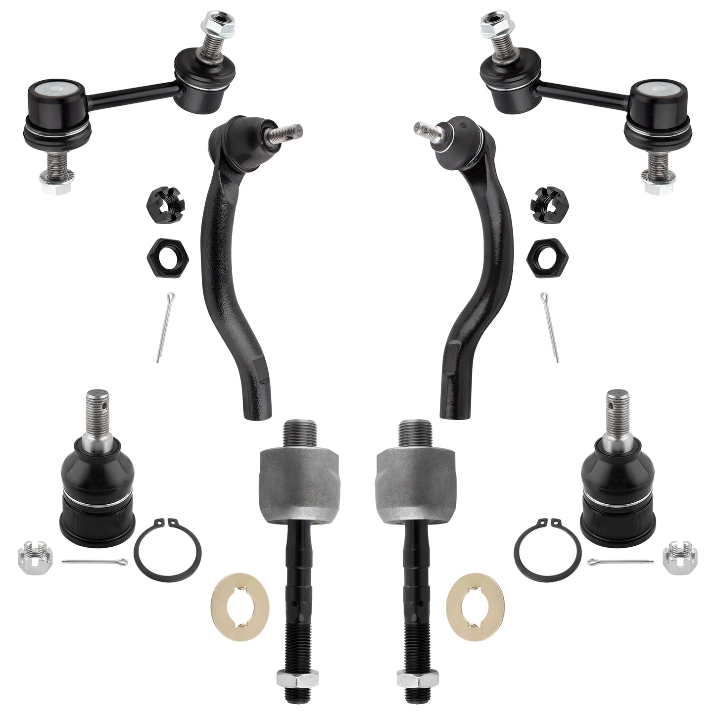 BOXI Set of 8 Front Sway Bar Link Lower Ball Joint Inner & Outer Tie Rod End Compatible for Honda