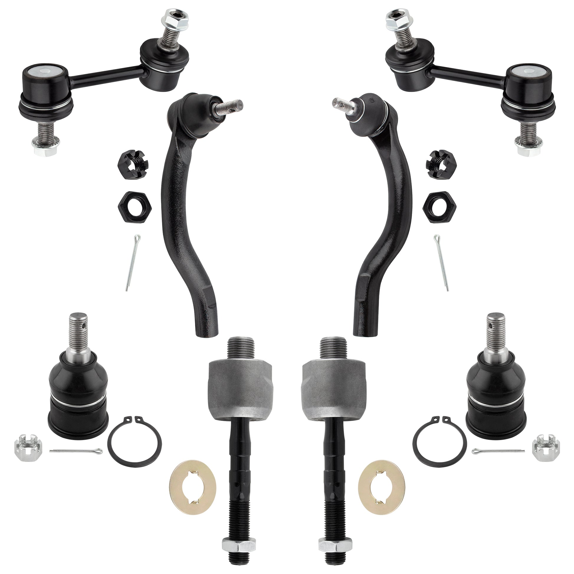 BOXI Set of 8 Front Sway Bar Link Lower Ball Joint Inner & Outer Tie Rod End Compatible for Honda