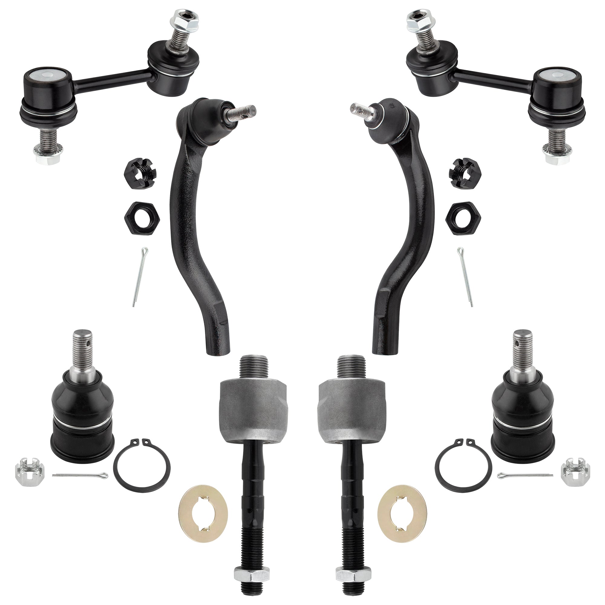 BOXI Set of 8 Front Sway Bar Link Lower Ball Joint Inner & Outer Tie Rod End Compatible for Honda