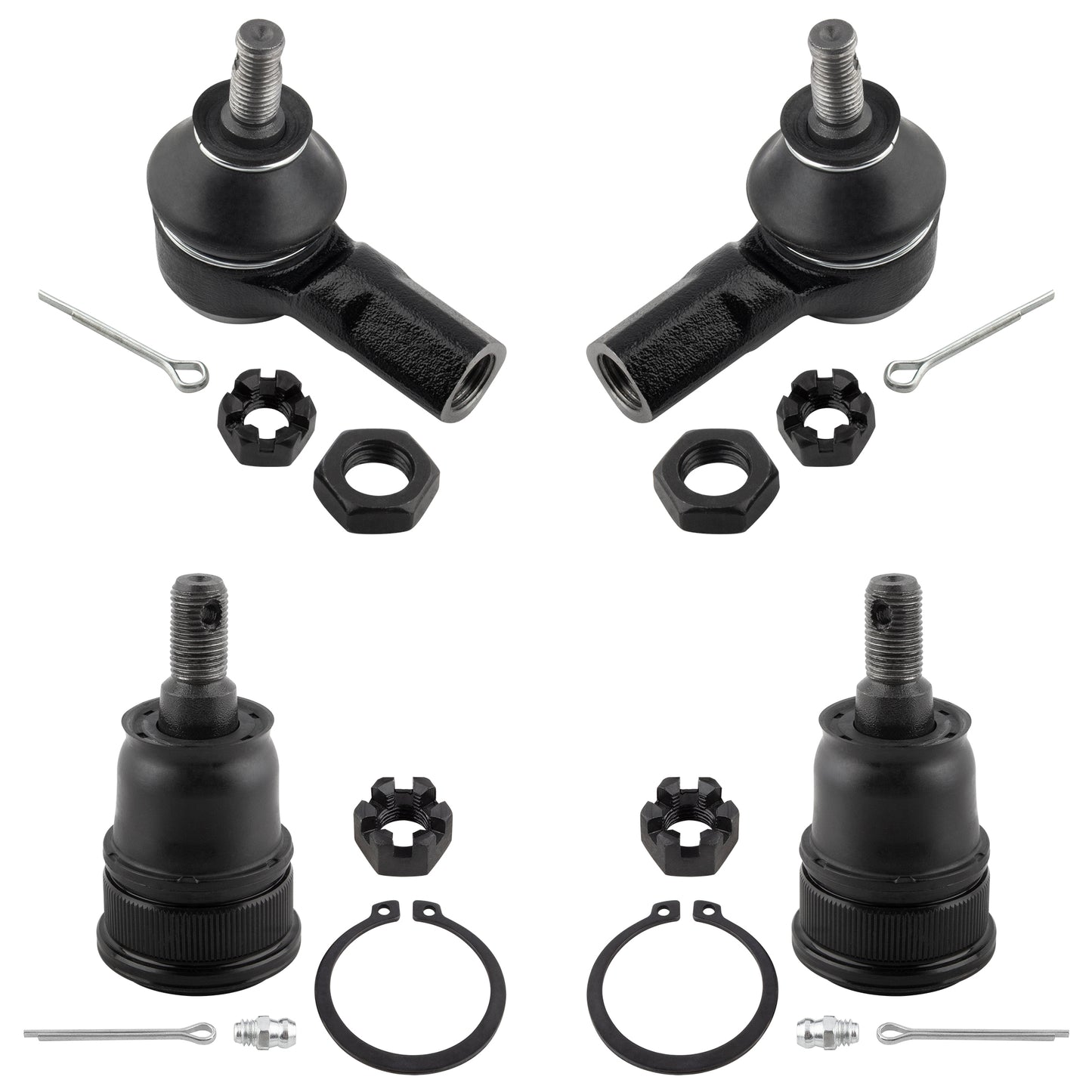 BOXI (Set of 4) 2x Front Lower Ball Joints + 2x Front Outer Tie Rod Ends Suspension Kit Front