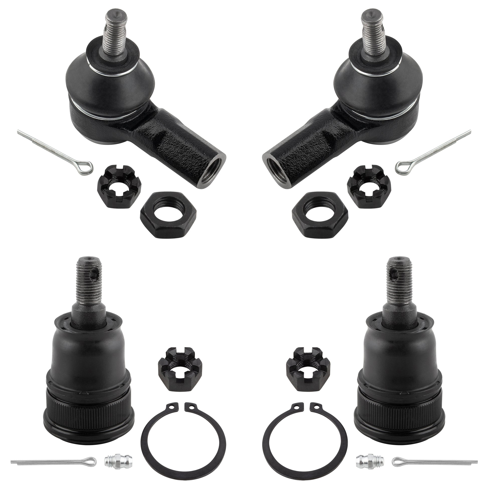 BOXI (Set of 4) 2x Front Lower Ball Joints + 2x Front Outer Tie Rod Ends Suspension Kit Front