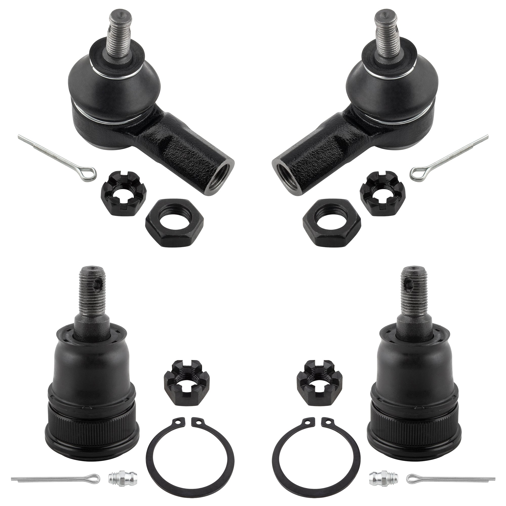 BOXI (Set of 4) 2x Front Lower Ball Joints + 2x Front Outer Tie Rod Ends Suspension Kit Front