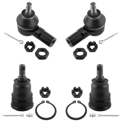 BOXI (Set of 4) 2x Front Lower Ball Joints + 2x Front Outer Tie Rod Ends Suspension Kit Front