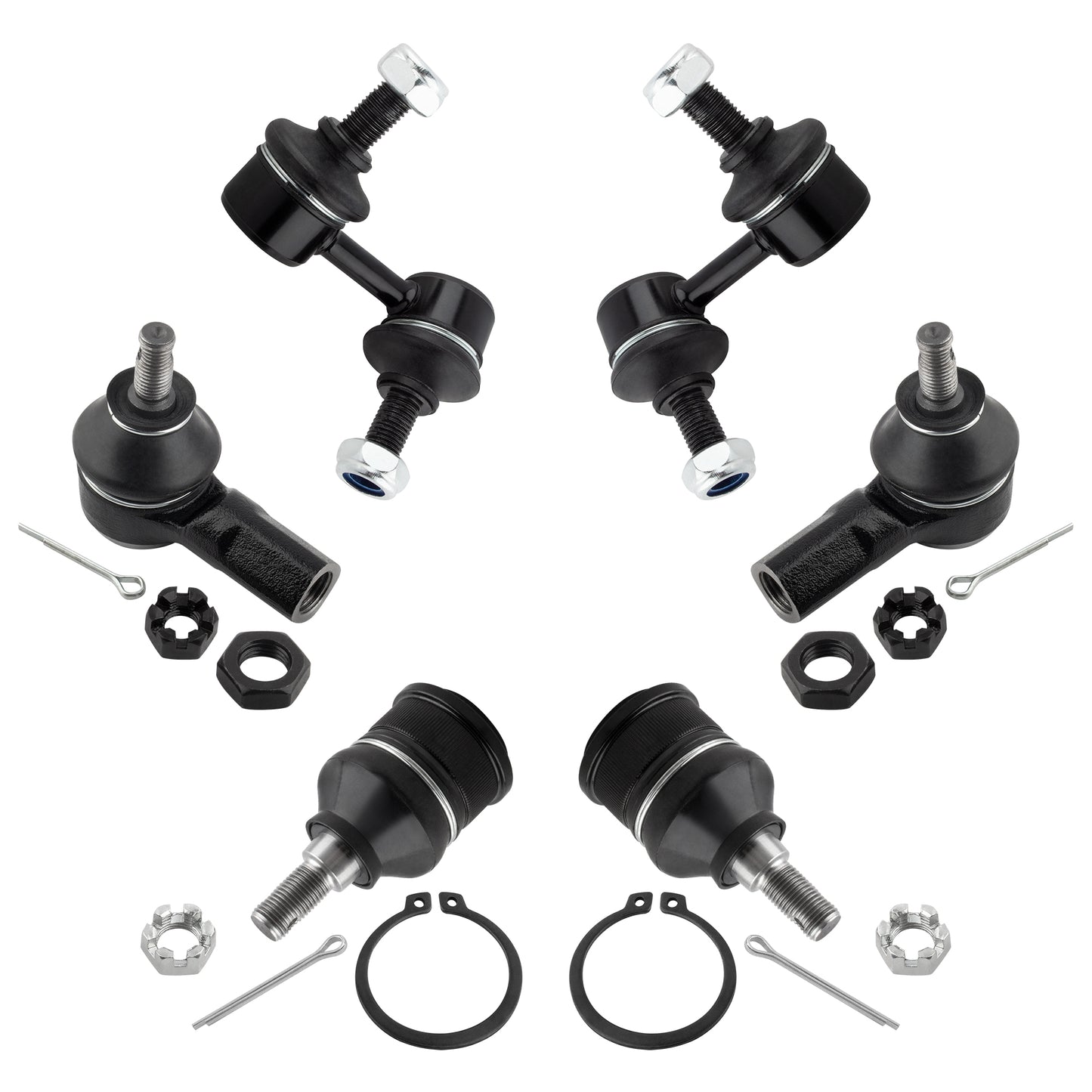 BOXI 6pcs Front Sway Bars Lower Ball Joints Outer Tie Rods Fit for Acura EL 2001 2002 2003 2004