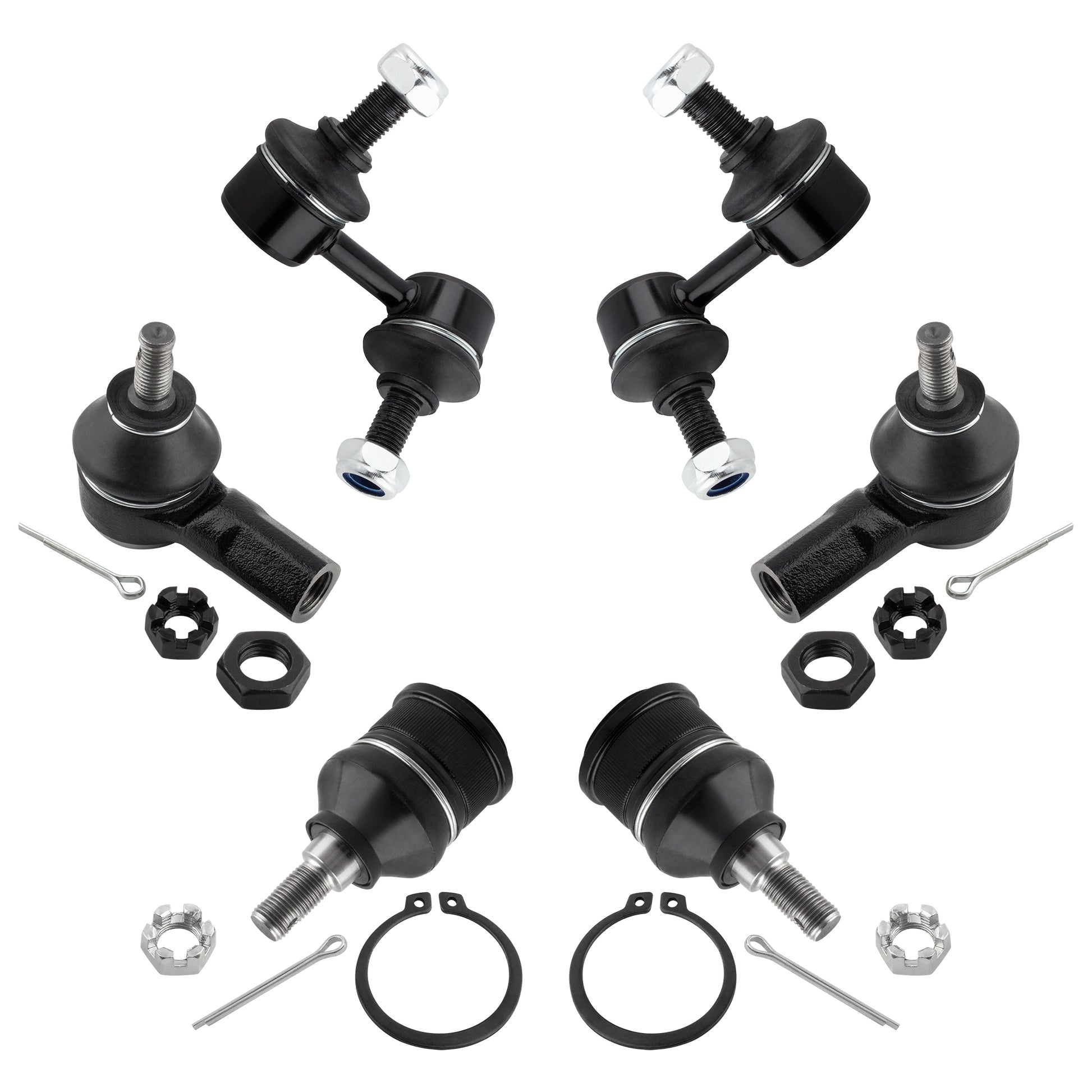 BOXI 6pcs Front Sway Bars Lower Ball Joints Outer Tie Rods Fit for Acura EL 2001 2002 2003 2004