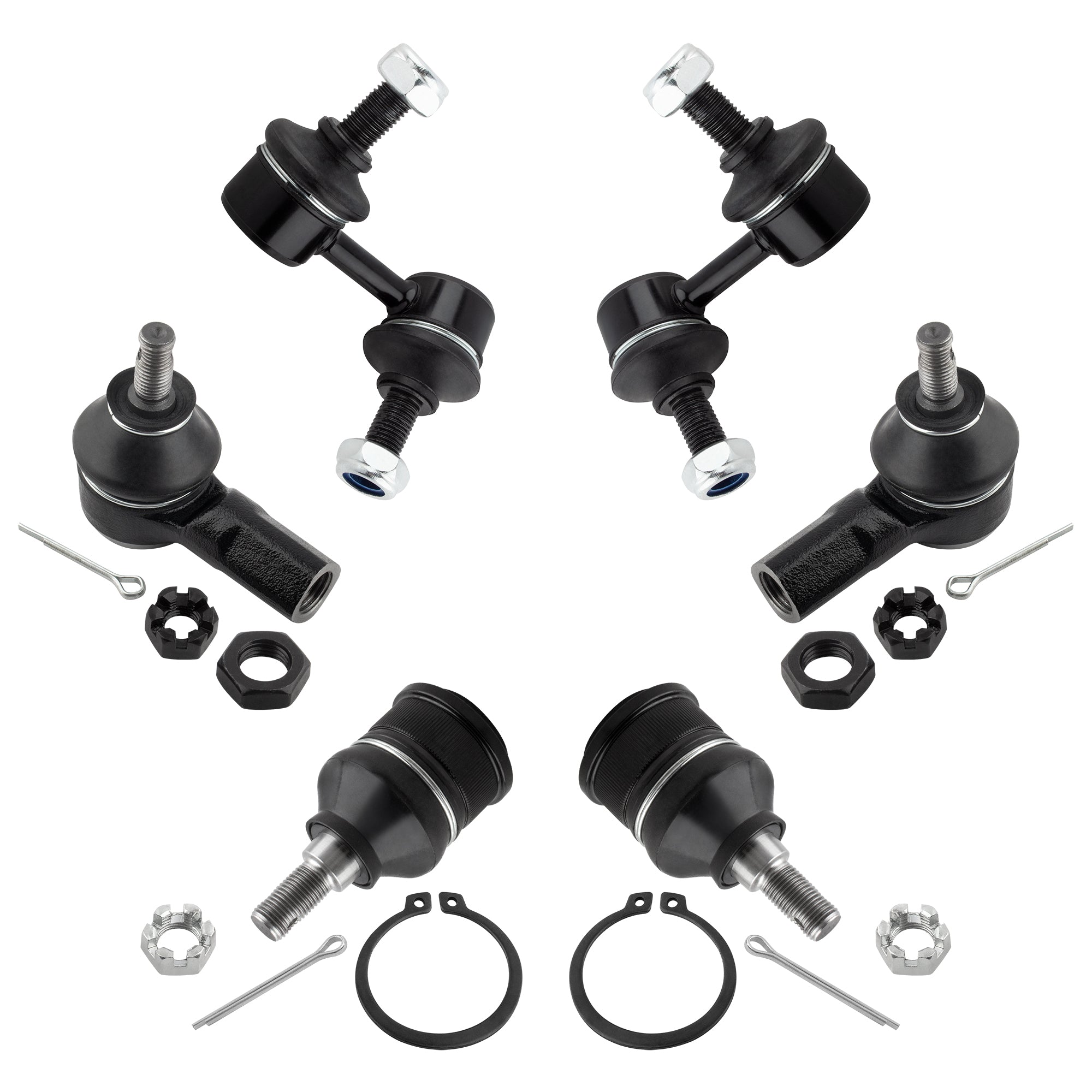 BOXI 6pcs Front Sway Bars Lower Ball Joints Outer Tie Rods Fit for Acura EL 2001 2002 2003 2004