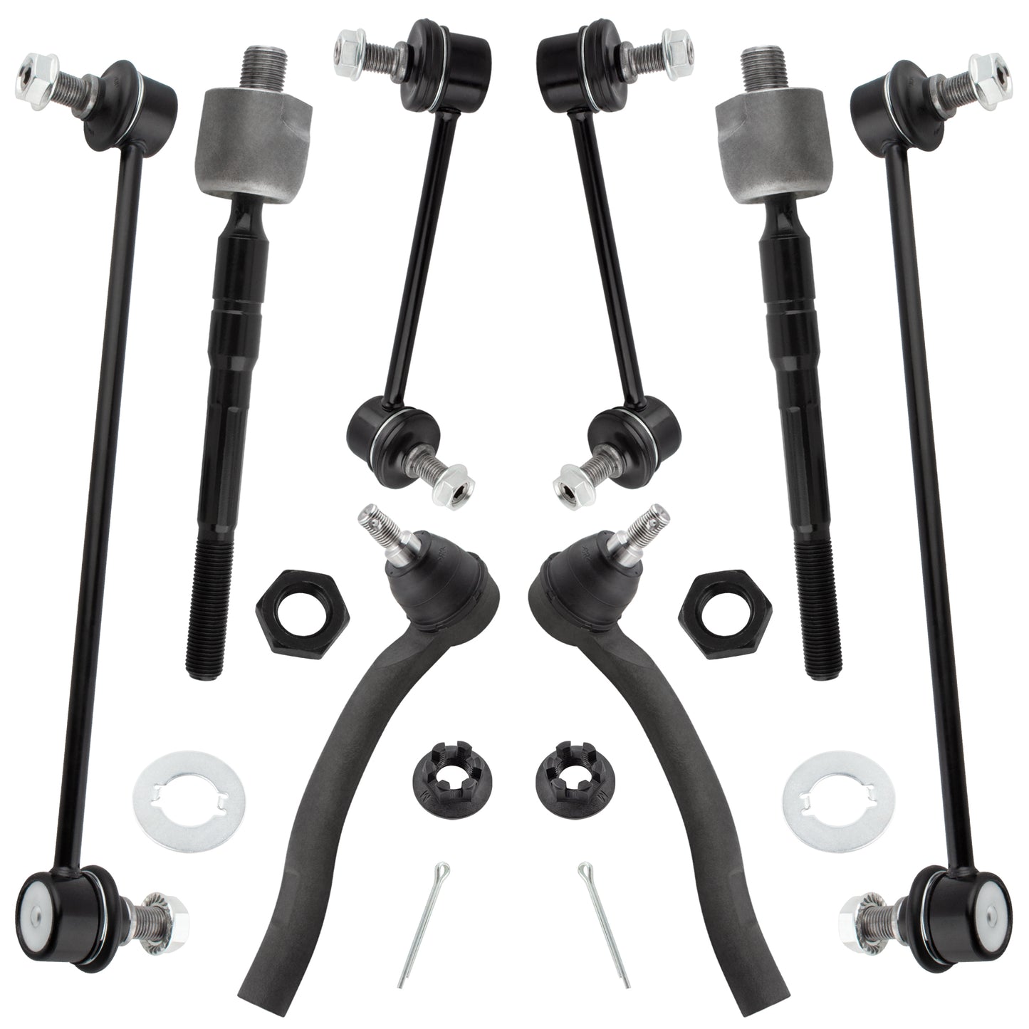BOXI (Set of 8) Front & Rear Sway Bar End Links + Front Inner & Outer Tie Rod Ends Fit for Acura