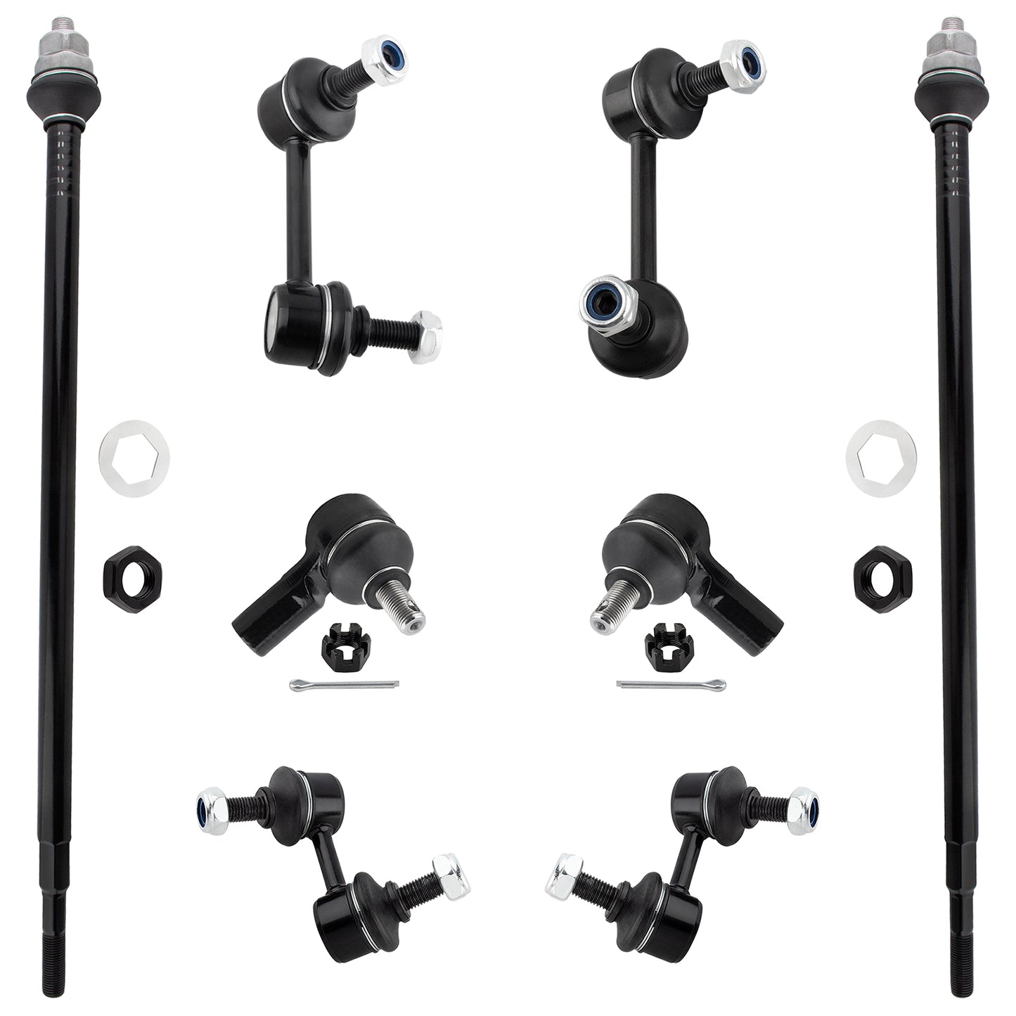 BOXI (Set of 8) Front & Rear Sway Bar End Links + Inner & Outer Tie Rod Ends Fit for Honda Element