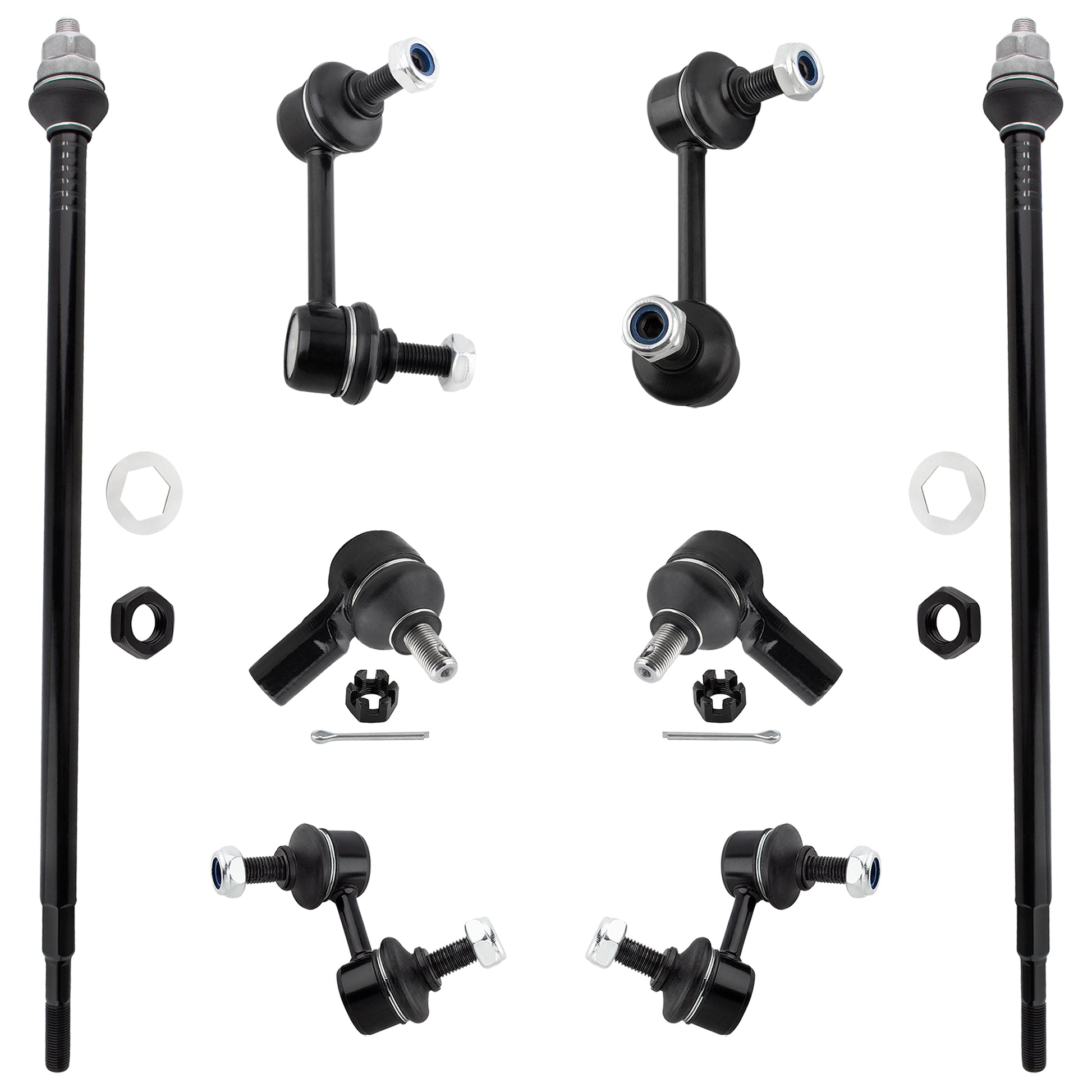 BOXI (Set of 8) Front & Rear Sway Bar End Links + Inner & Outer Tie Rod Ends Fit for Honda Element