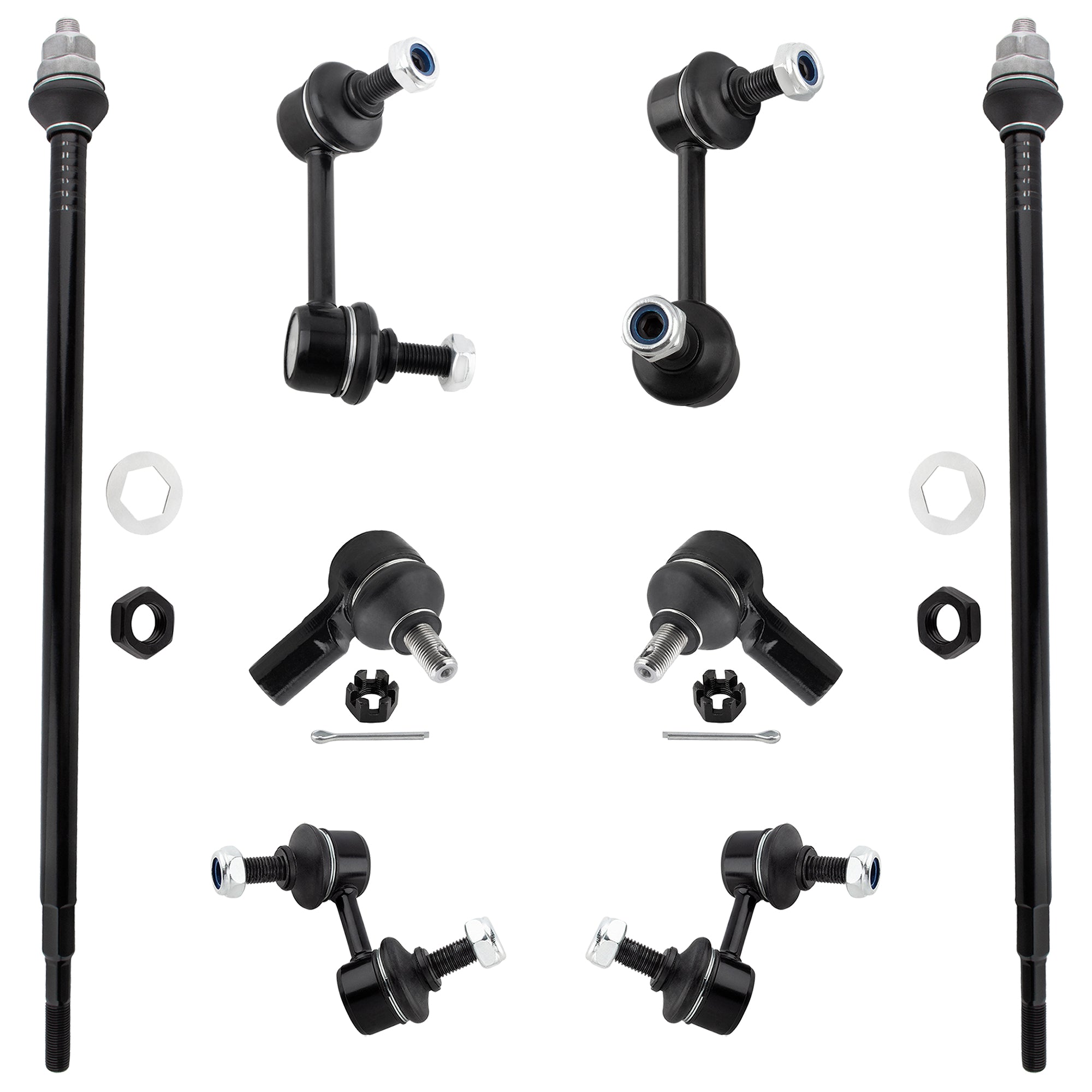 BOXI (Set of 8) Front & Rear Sway Bar End Links + Inner & Outer Tie Rod Ends Fit for Honda Element