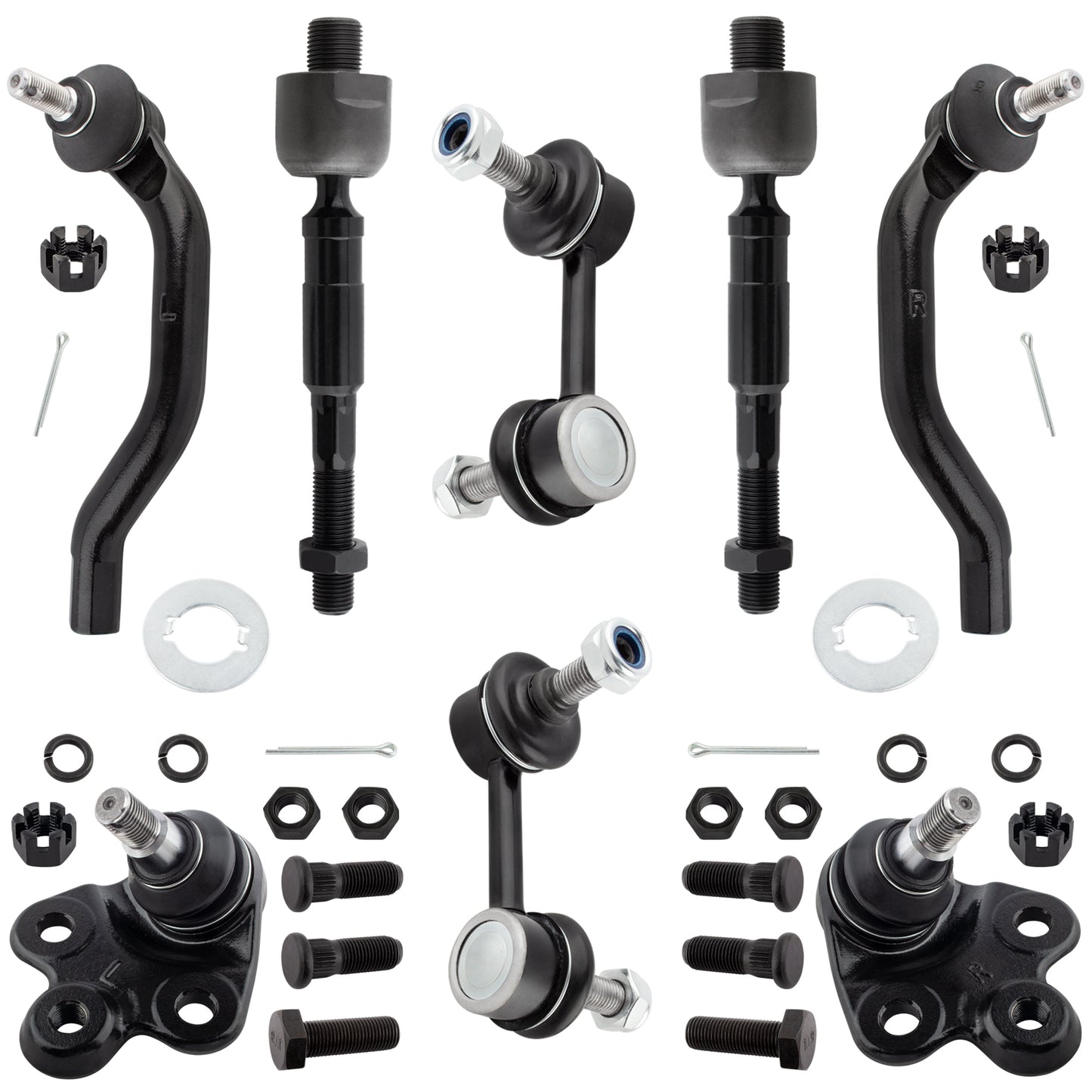 BOXI 8pcs Lower Ball Joint & Sway Bar Link & Tie Rod Kit Fit for Honda Civic 2006 2007 2008 2009
