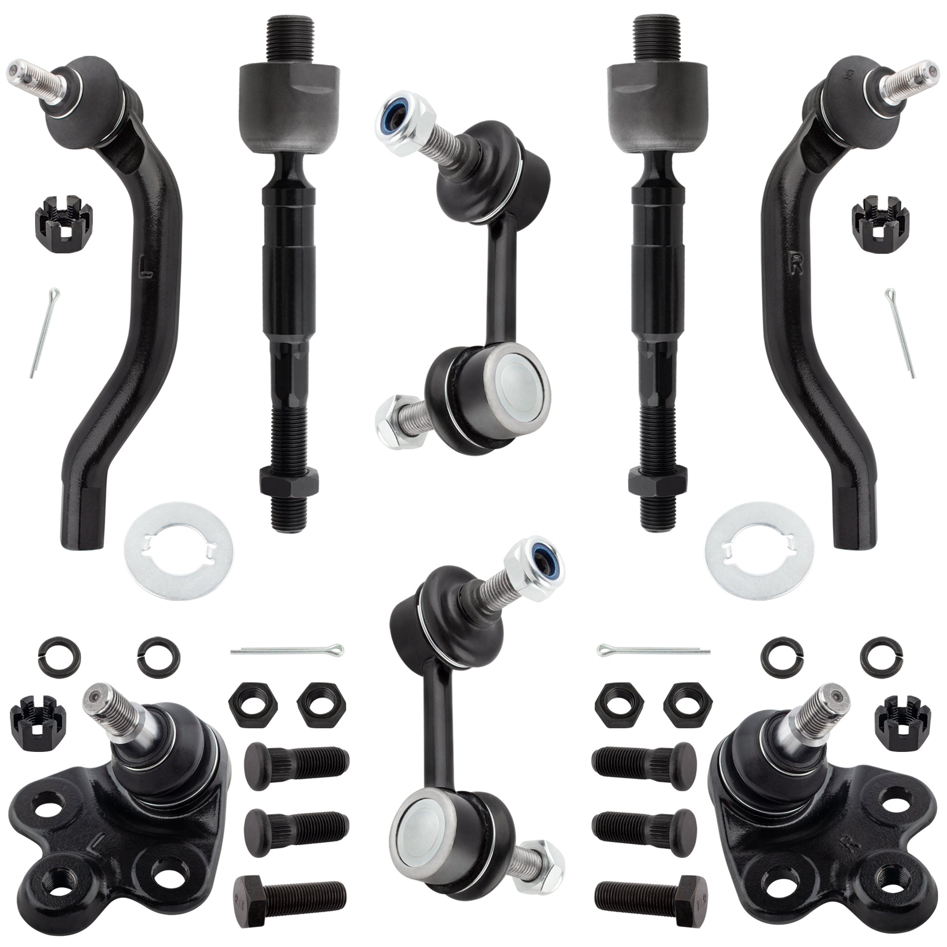 BOXI 8pcs Lower Ball Joint & Sway Bar Link & Tie Rod Kit Fit for Honda Civic 2006 2007 2008 2009