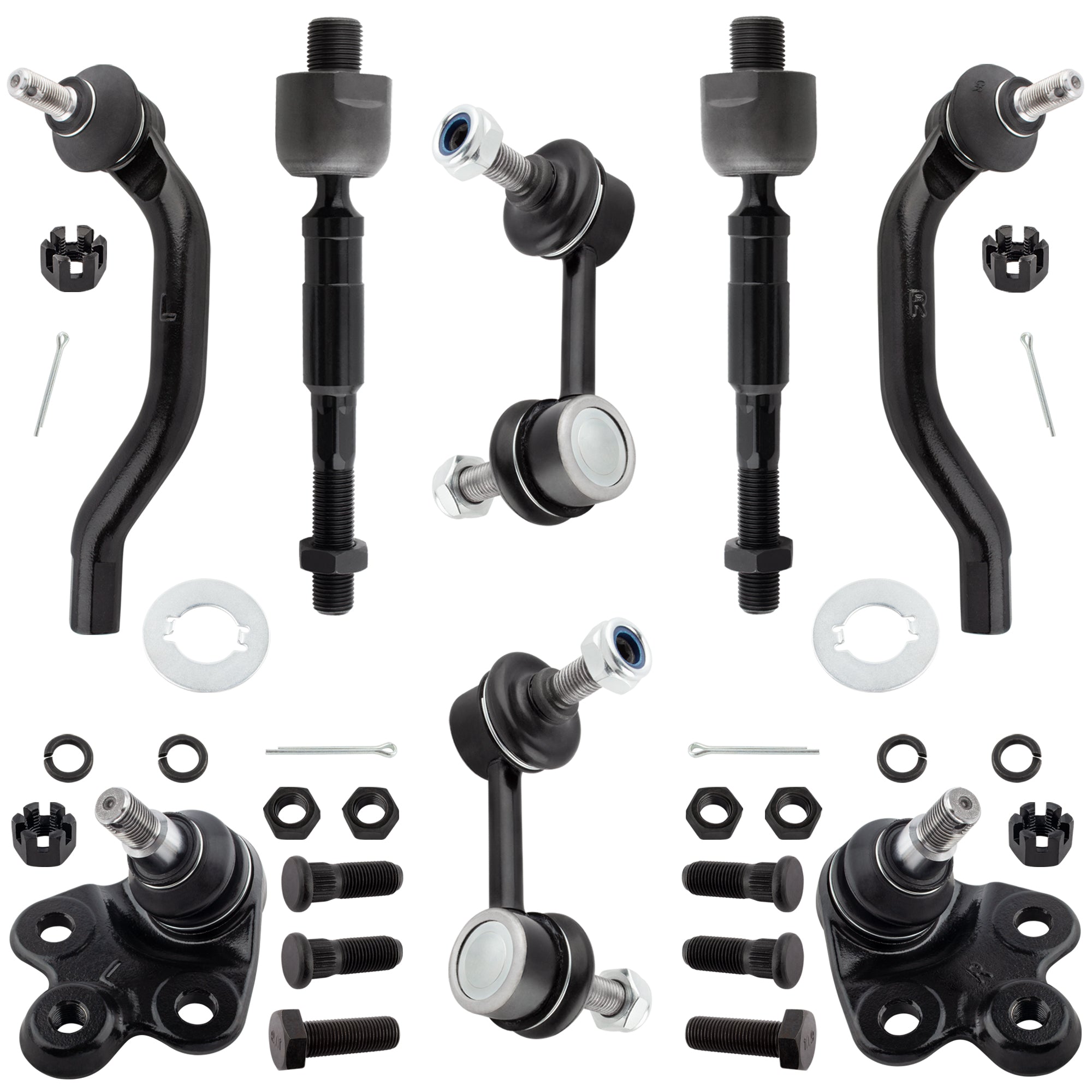 BOXI 8pcs Lower Ball Joint & Sway Bar Link & Tie Rod Kit Fit for Honda Civic 2006 2007 2008 2009