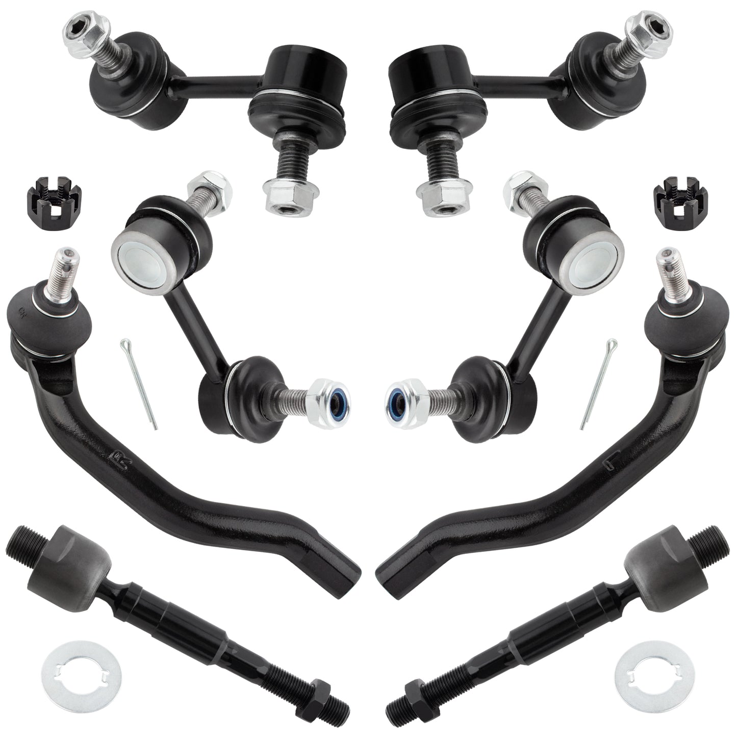 BOXI 8pcs Front & Rear Sway Bar End Link+Front Inner & Outer TieRod End Kit For Honda Civic 2006
