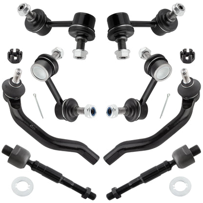 BOXI 8pcs Front & Rear Sway Bar End Link+Front Inner & Outer TieRod End Kit For Honda Civic 2006
