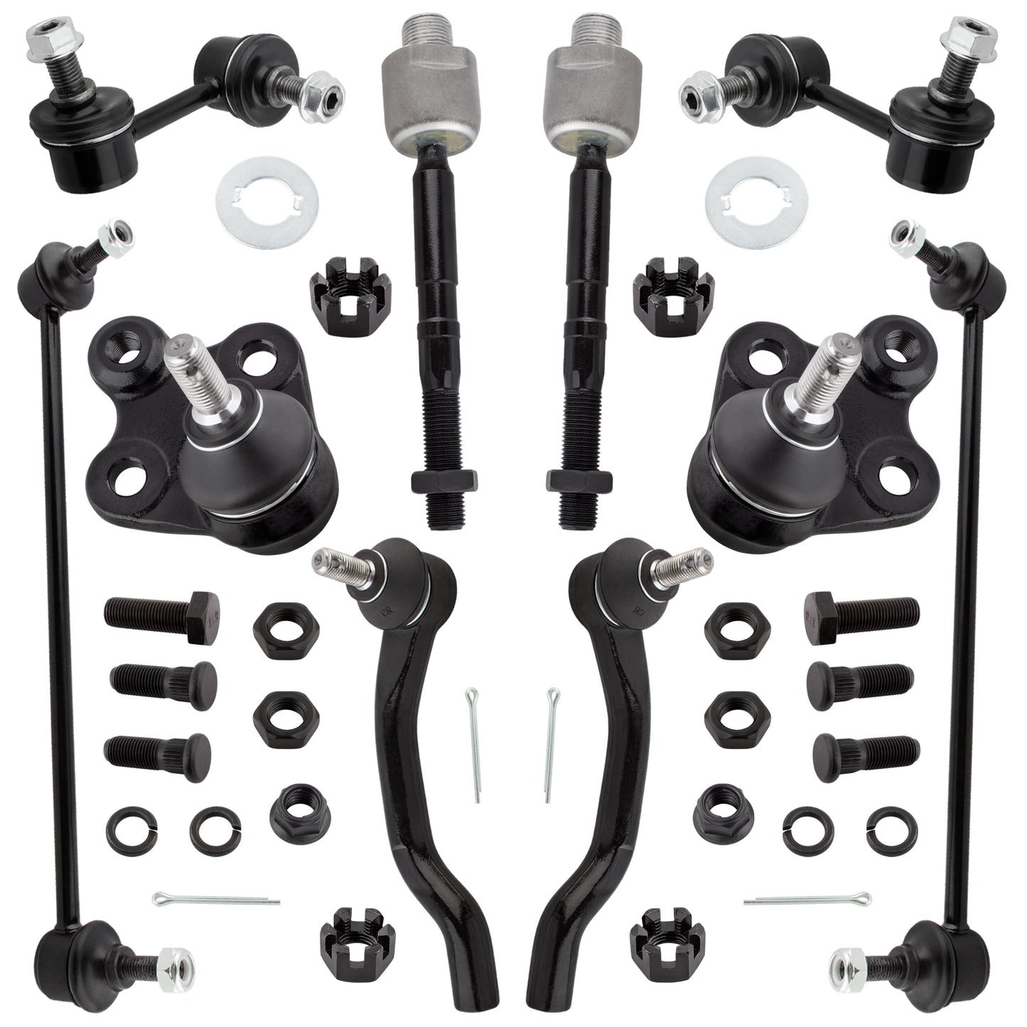 BOXI 10pcs Front & Rear Sway Bar Links + Inner & Outer Tie Rods+ Lower Ball Joints Fit for Honda