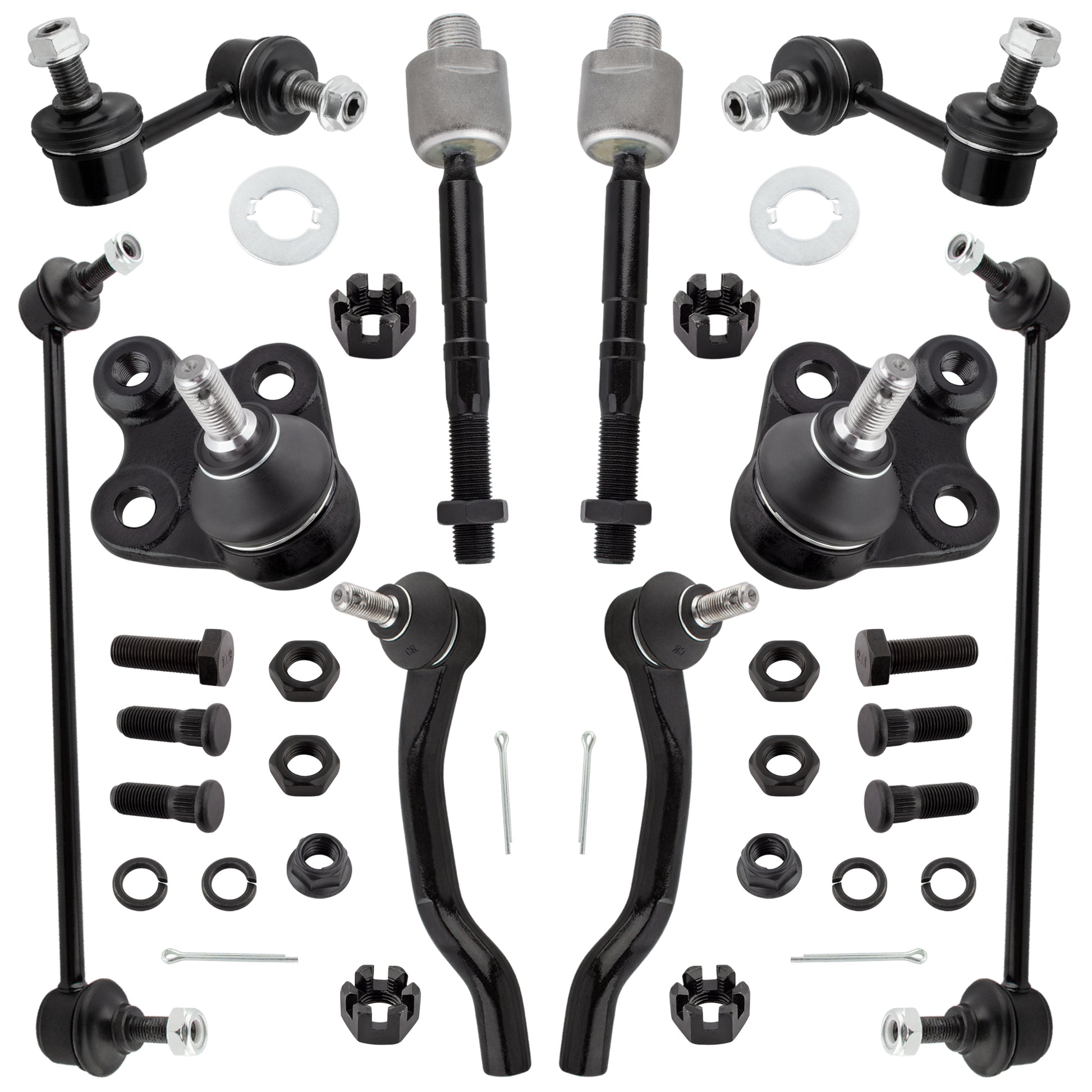BOXI 10pcs Front & Rear Sway Bar Links + Inner & Outer Tie Rods+ Lower Ball Joints Fit for Honda