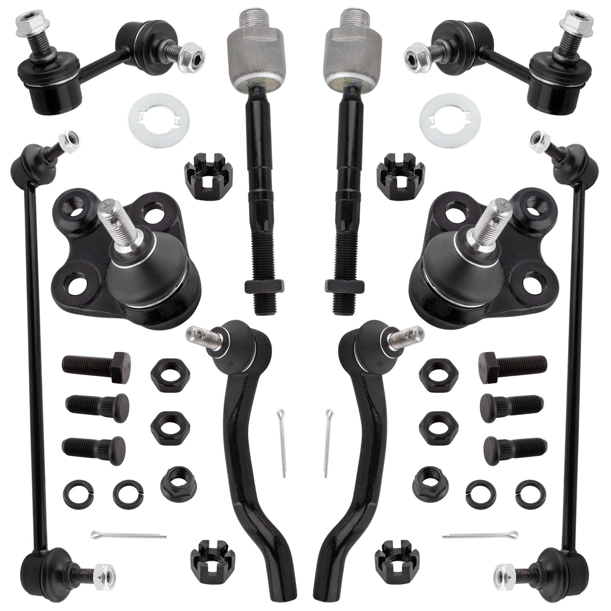 BOXI 10pcs Front & Rear Sway Bar Links + Inner & Outer Tie Rods+ Lower Ball Joints Fit for Honda