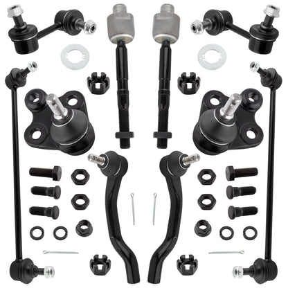 BOXI 10pcs Front & Rear Sway Bar Links + Inner & Outer Tie Rods+ Lower Ball Joints Fit for Honda