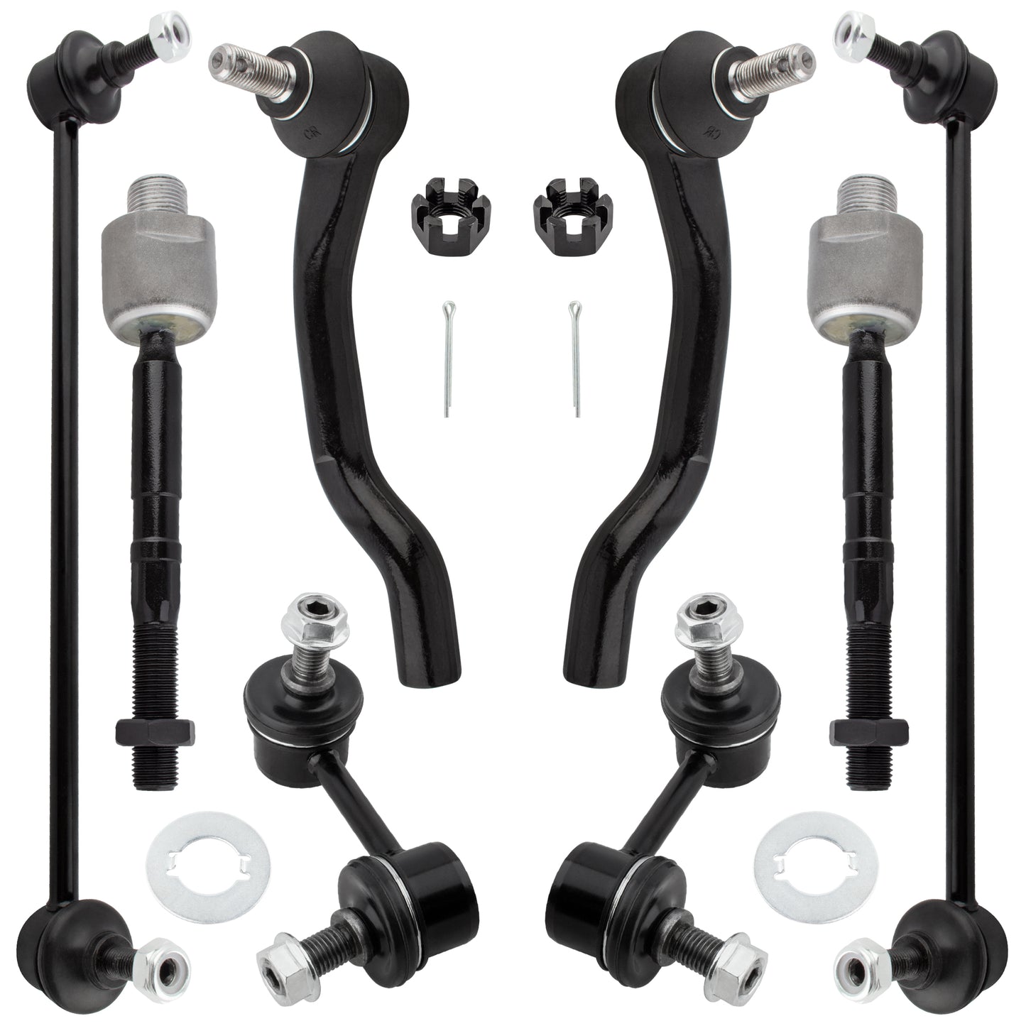 BOXI 8pcs Front & Rear Sway Bar Links Inner & Outer Tie Rods Fit for Honda Civic 2012-2015