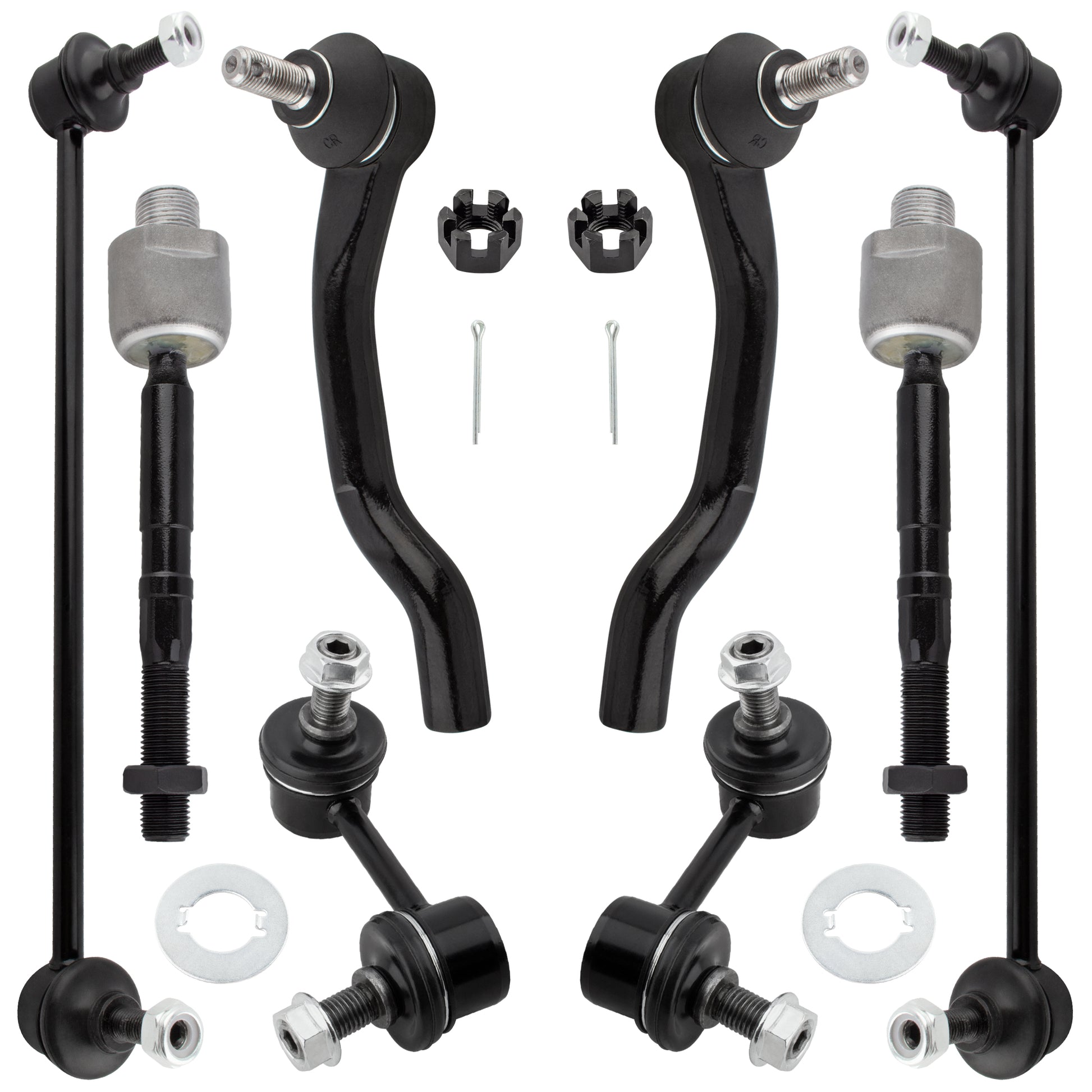 BOXI 8pcs Front & Rear Sway Bar Links Inner & Outer Tie Rods Fit for Honda Civic 2012-2015