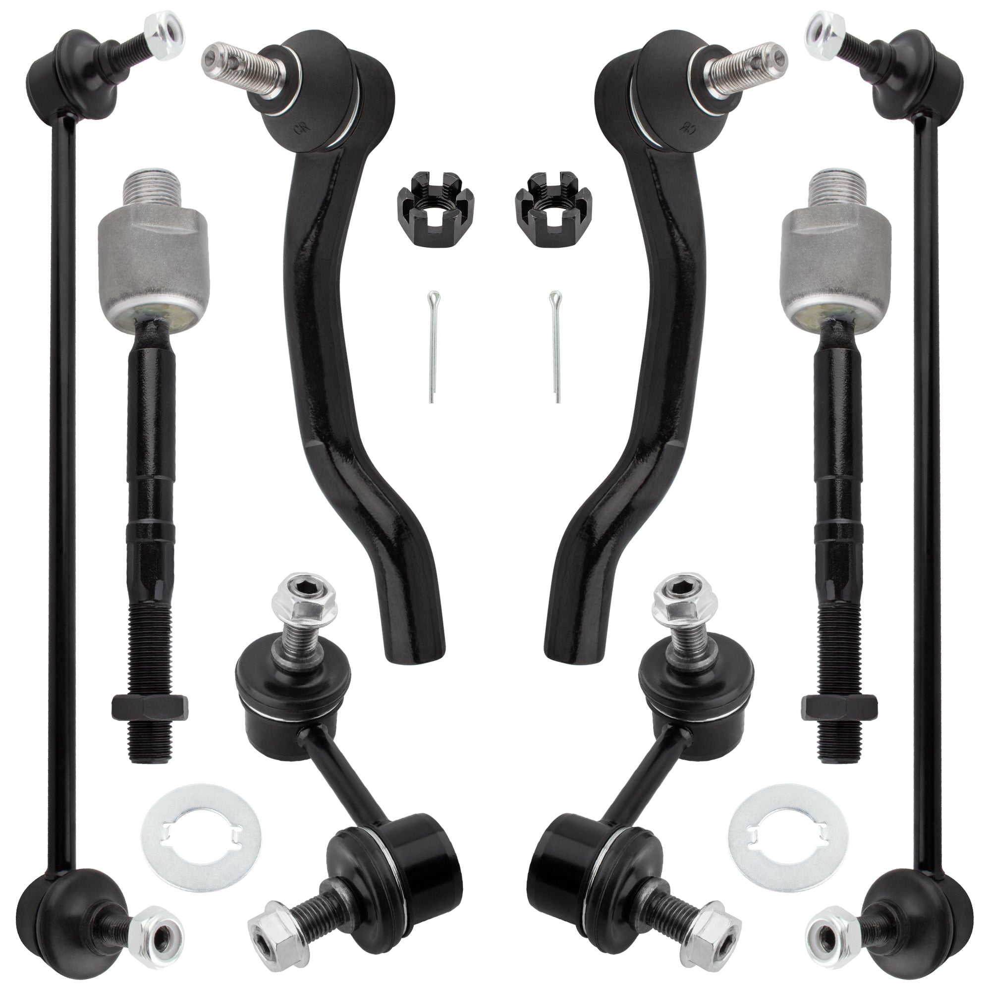BOXI 8pcs Front & Rear Sway Bar Links Inner & Outer Tie Rods Fit for Honda Civic 2012-2015