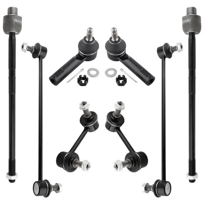 BOXI 8pcs Suspension Kit 2 Rear 2 Front Sway Bar 2 Outer 2 Inner Tie Rod End Fit For 2007-2011
