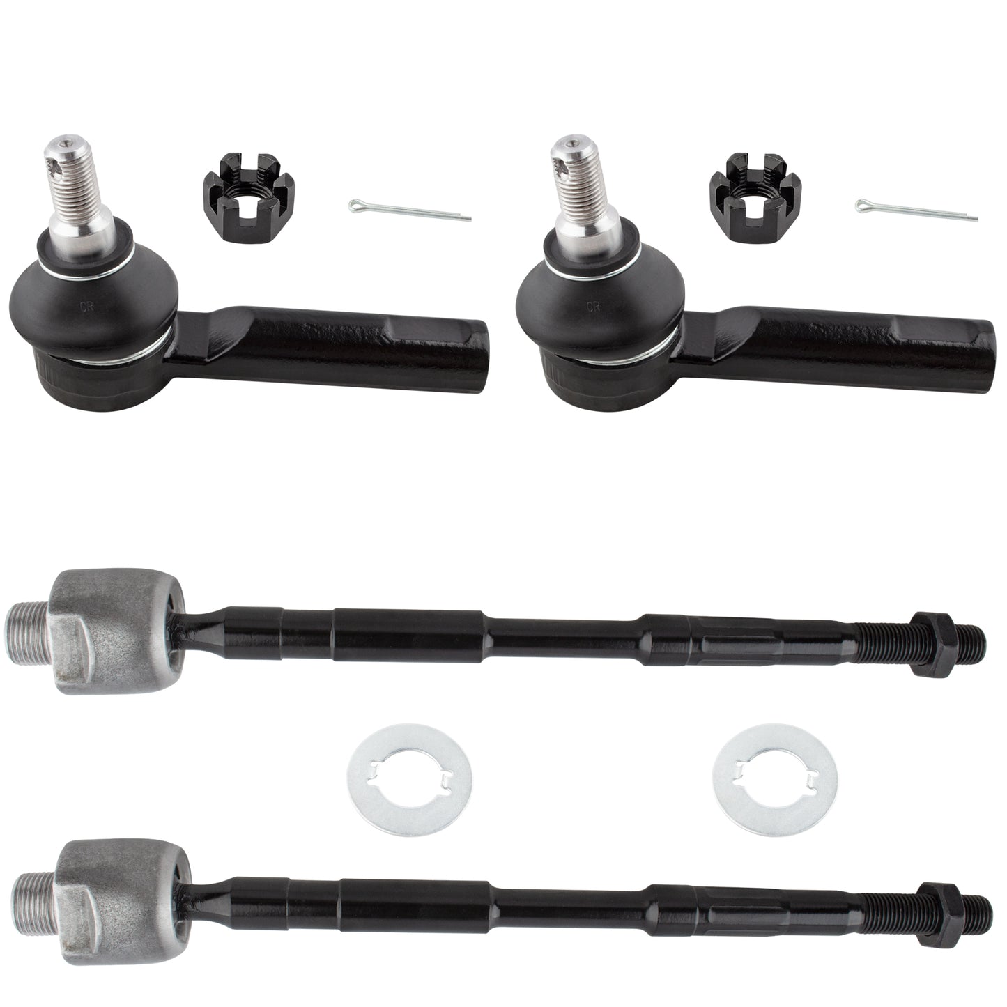 BOXI 4pcs Front Outer and Inner Tie Rod Ends Fit for Honda Ridgeline 2006-2014 Crew Cab Pickup