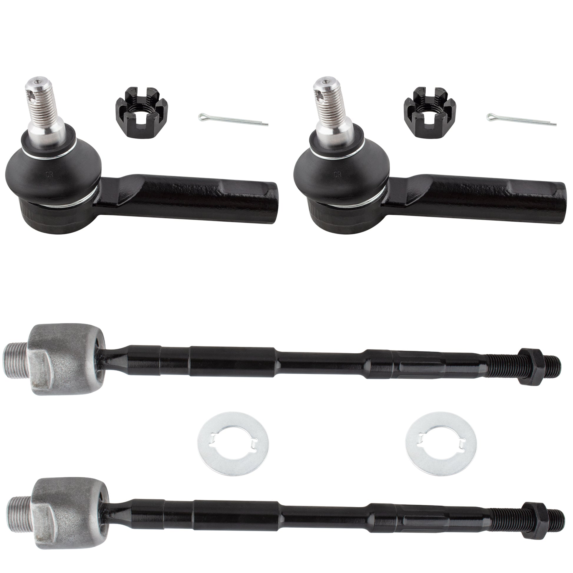 BOXI 4pcs Front Outer and Inner Tie Rod Ends Fit for Honda Ridgeline 2006-2014 Crew Cab Pickup