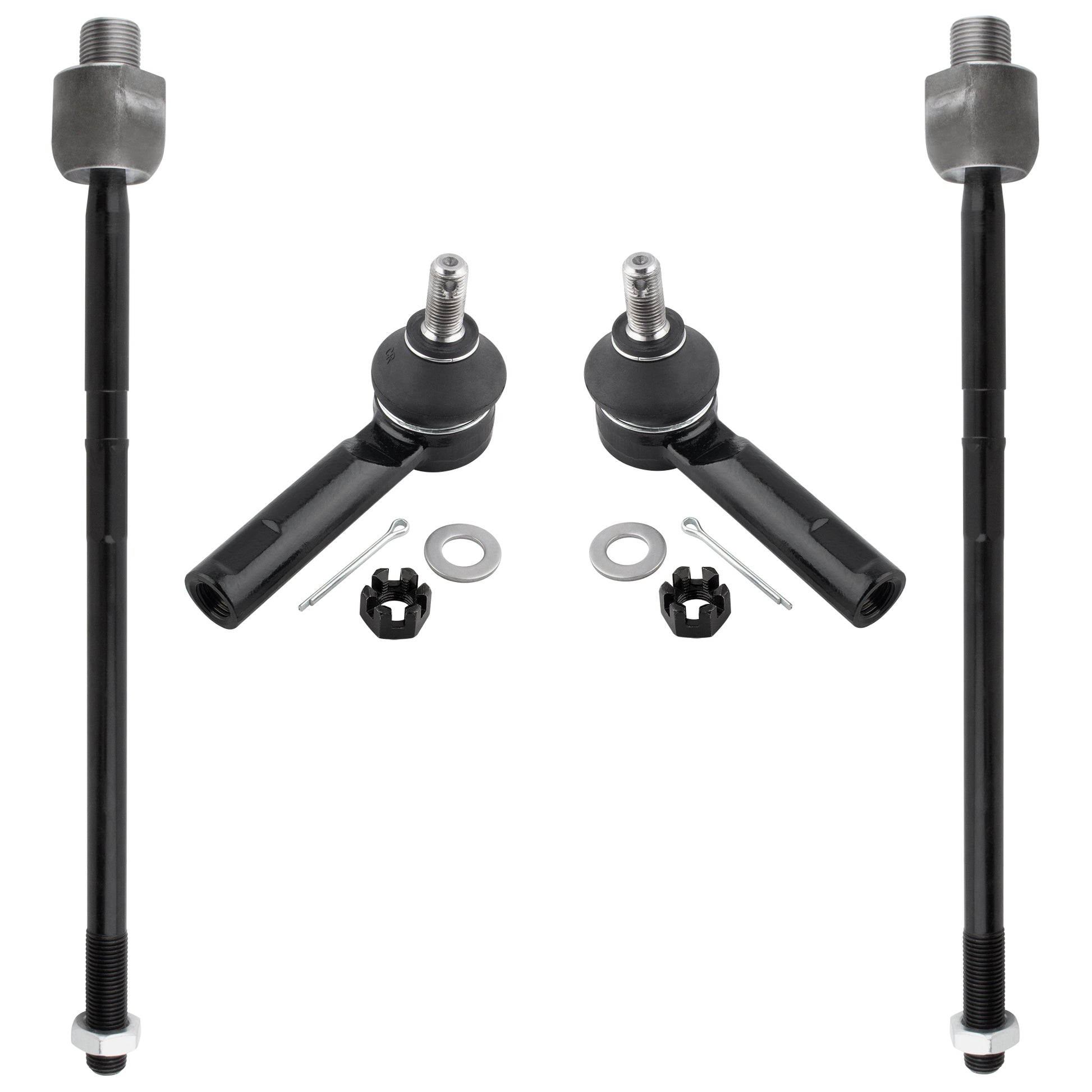 BOXI (Set of 4) 2x Front Inner Tie Rod Ends + 2x Front Outer Tie Rod Ends Suspension Kit Fit
