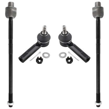 BOXI (Set of 4) 2x Front Inner Tie Rod Ends + 2x Front Outer Tie Rod Ends Suspension Kit Fit