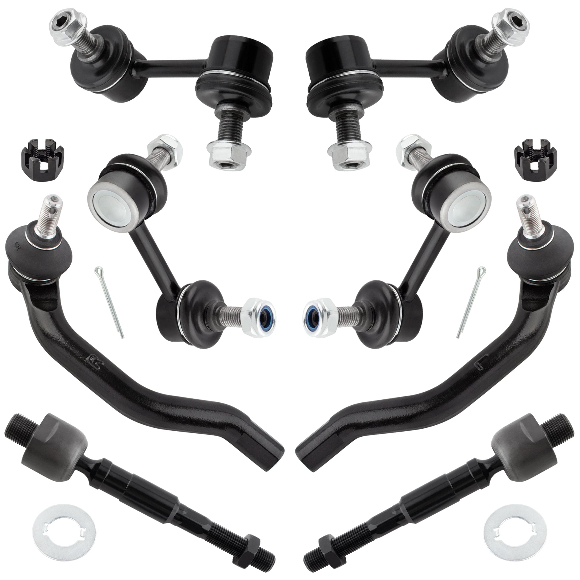 BOXI 8pcs Front & Rear Sway Bar End Link and Front Inner Outer TieRod Kit Fit for Honda Civic 2006