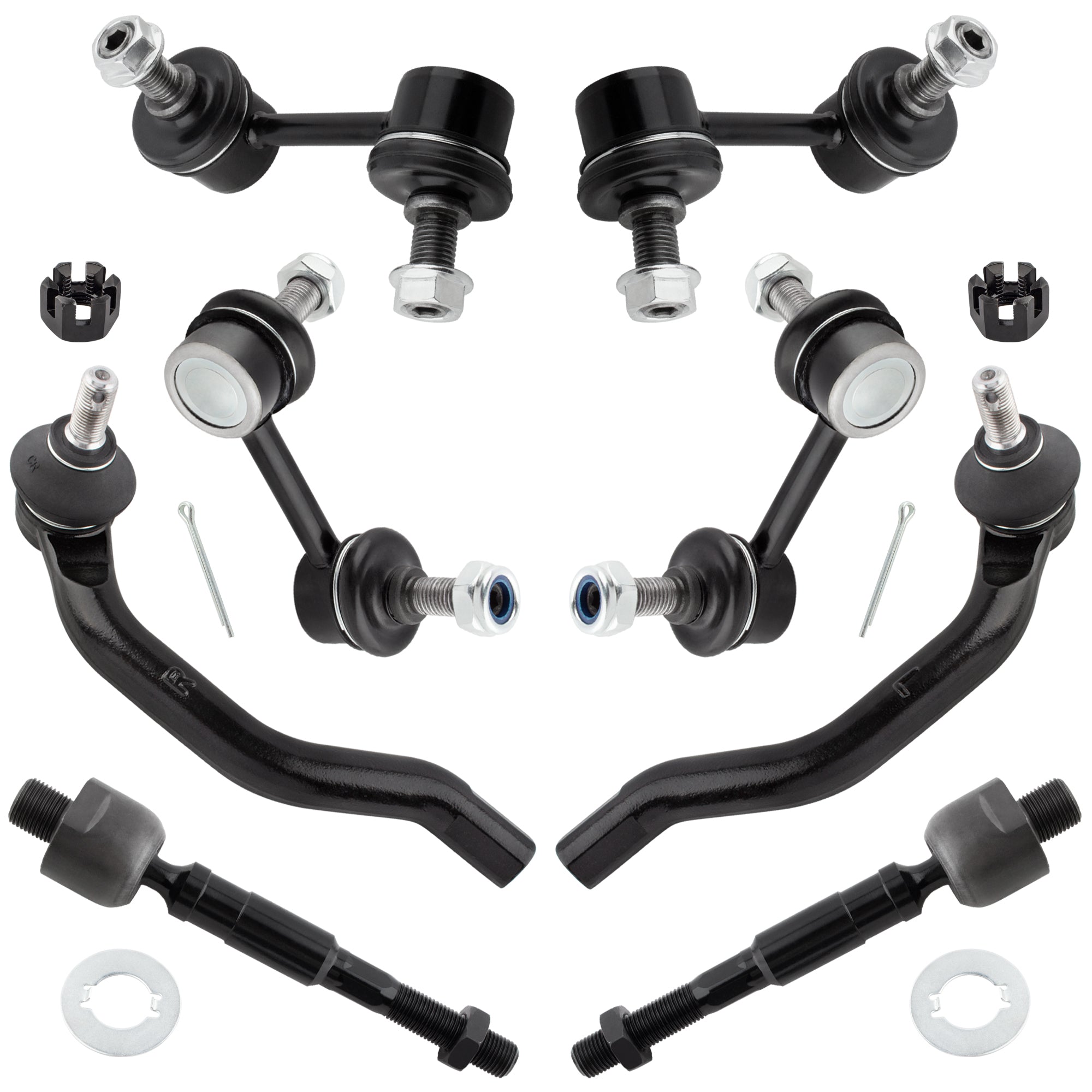 BOXI 8pcs Front & Rear Sway Bar End Link and Front Inner Outer TieRod Kit Fit for Honda Civic 2006