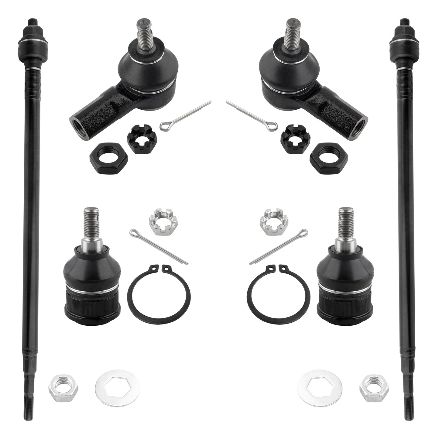 BOXI (Set of 6) Front Inner & Outer Tie Rod End Links + Lower Ball Joints Fit for Acura EL 2001