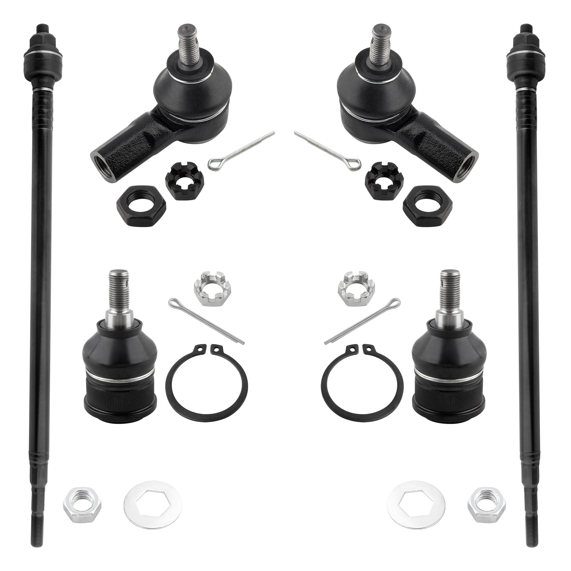 BOXI (Set of 6) Front Inner & Outer Tie Rod End Links + Lower Ball Joints Fit for Acura EL 2001