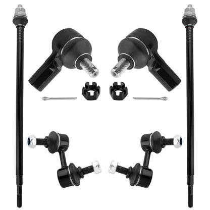 BOXI (Set of 6) Front Inner & Outer Tie Rod Ends + Front Sway Bar End Link Suspension Kit Fit