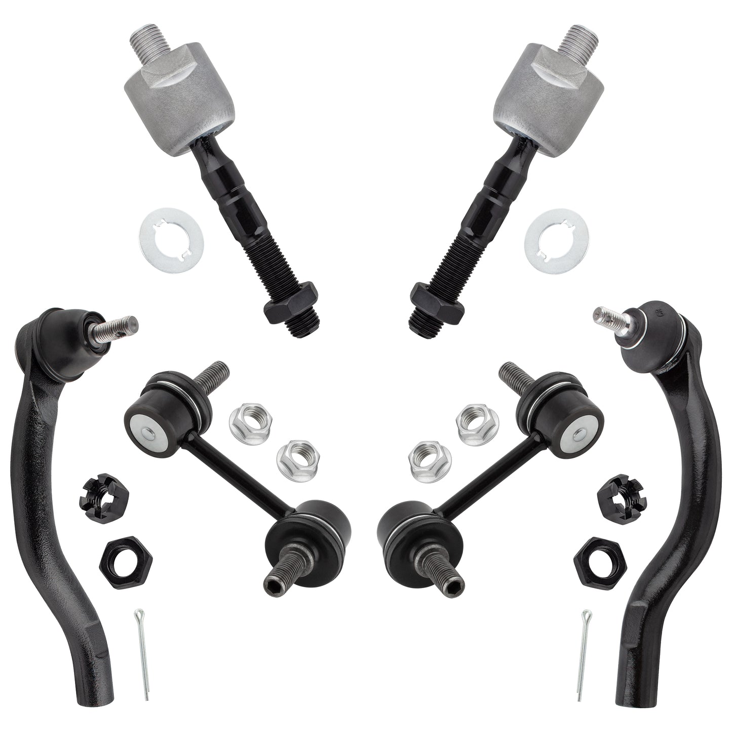 BOXI (Set of 6) Front Inner & Outer Tie Rods + Sway Bar End Link Fit for Honda Accord 2003 2004