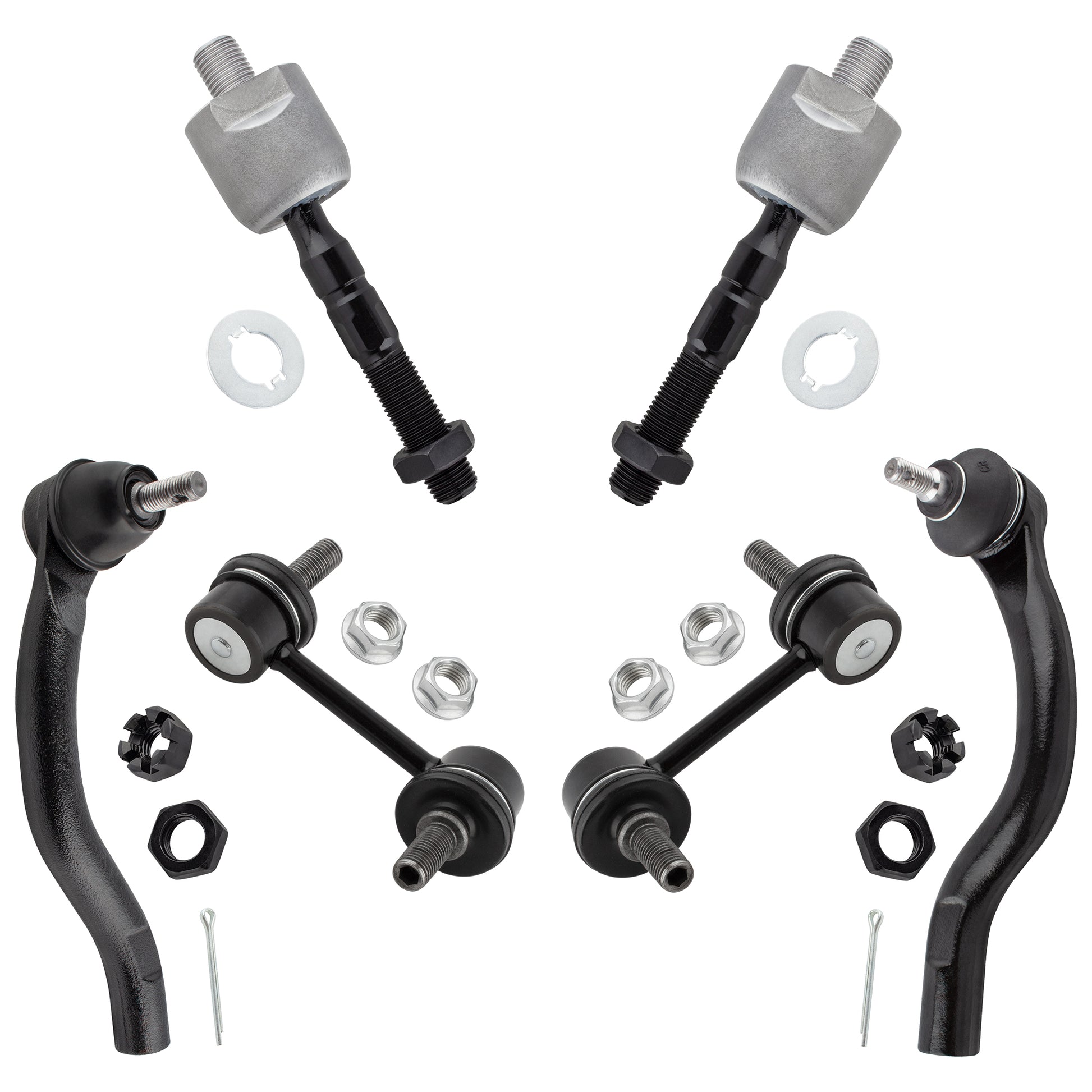 BOXI (Set of 6) Front Inner & Outer Tie Rods + Sway Bar End Link Fit for Honda Accord 2003 2004