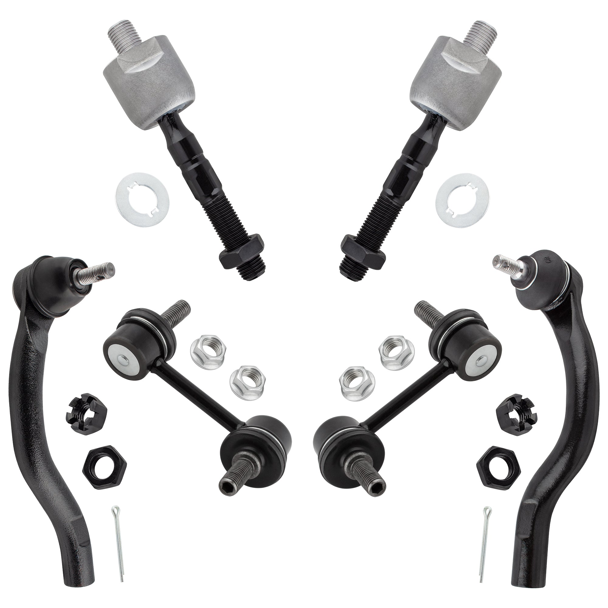 BOXI (Set of 6) Front Inner & Outer Tie Rods + Sway Bar End Link Fit for Honda Accord 2003 2004