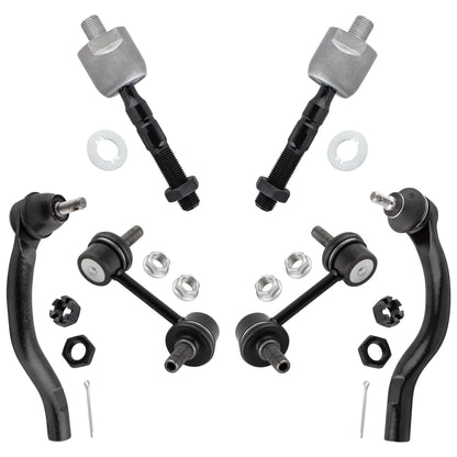 BOXI (Set of 6) Front Inner & Outer Tie Rods + Sway Bar End Link Fit for Honda Accord 2003 2004