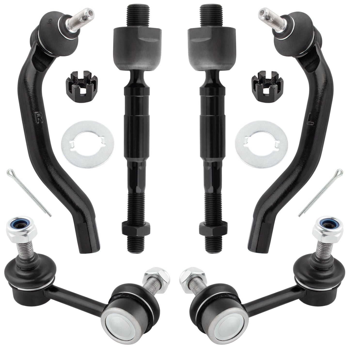 BOXI 6pcs Front Outer Inner Tie Rods and Sway Bar End Links Fit for Honda Civic 2006 2007 2008 2009